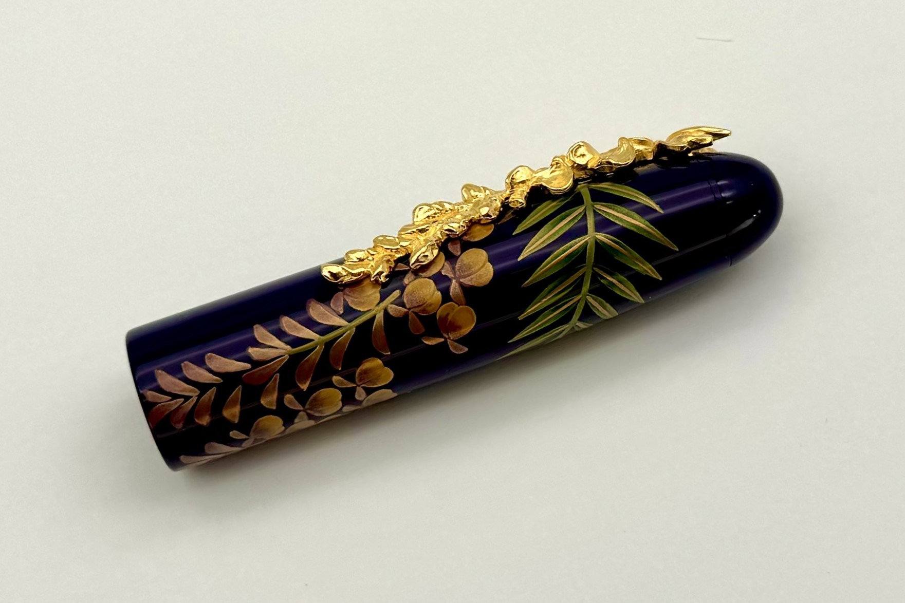 NakayaPortableWriterFujiⅡWisteriaShobuBaseFPwithYellowGoldWisteriaStopper_H